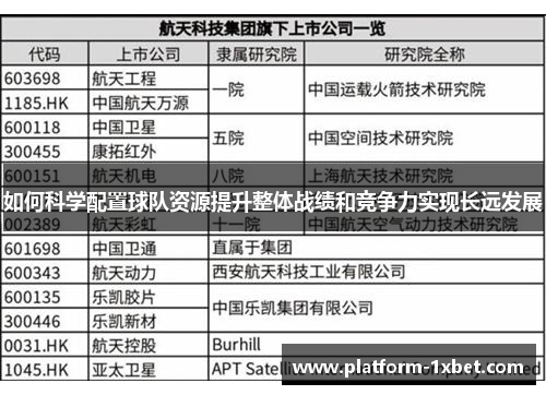 如何科学配置球队资源提升整体战绩和竞争力实现长远发展